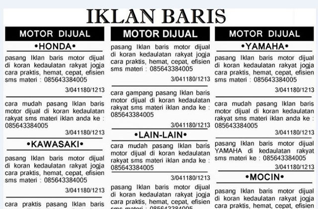 Example of classifieds