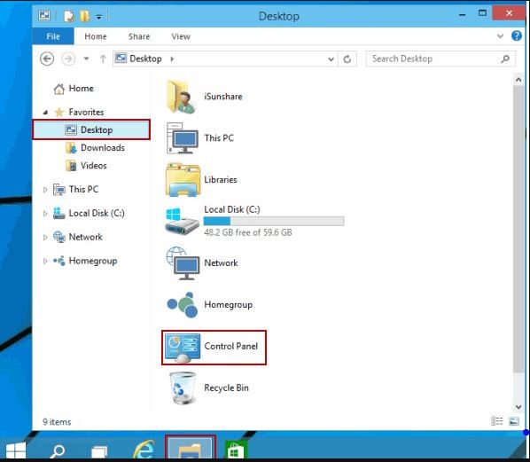 Open the Control Panel feature through File Explorer