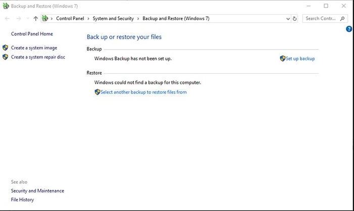 Windows 10 Backup and Restore