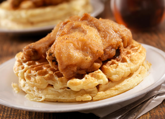 Chicken and Waffles as breakfast food in America