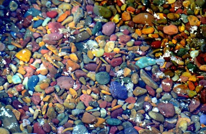 Lake McDonald's rocks vary in color from dark red, maroon, blue and green. 