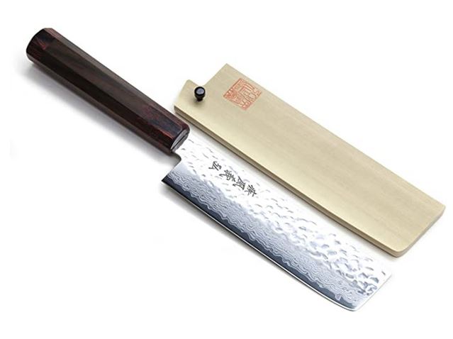 Yoshihiro Hammered Damascus Usuba Vegetable Knife