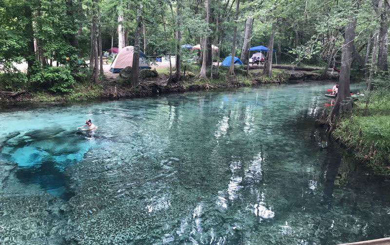 Ginnie Springs crystal water as most beautiful places to visit